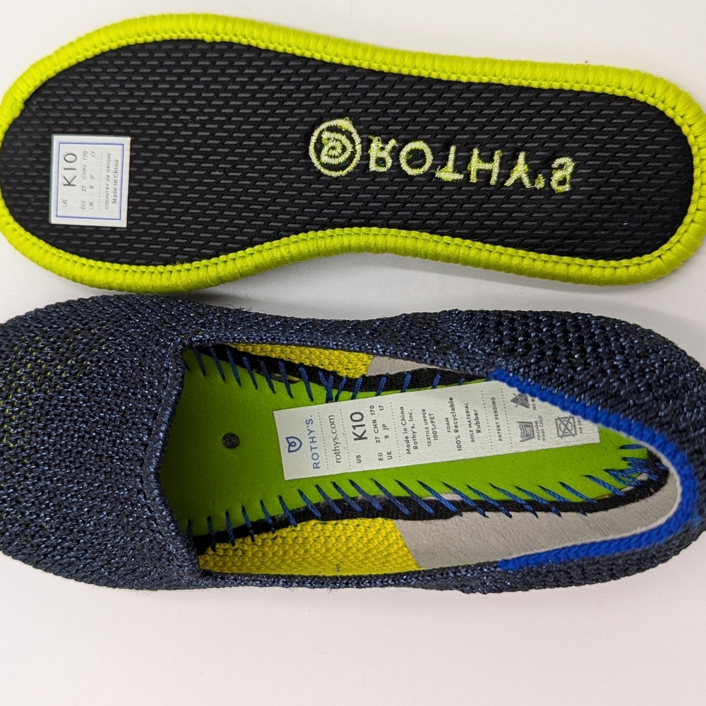 Rothy’s Girls Loafer Night Sparkle Navy Blue Metallic Slip On Kids Shoes Size 10 - Picture 6 of 7